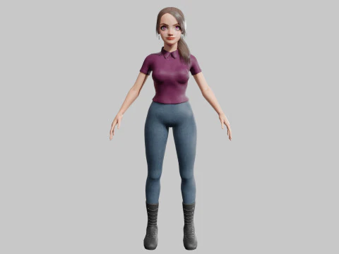 Stylized cute Woman V27454 3D Model