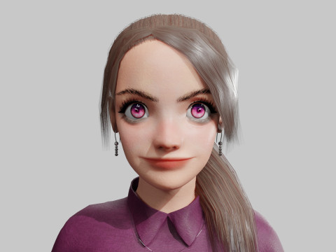 Stylized cute Woman V27454 Model 3D