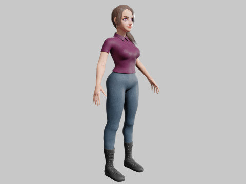 Stylized cute Woman V27454 Model 3D