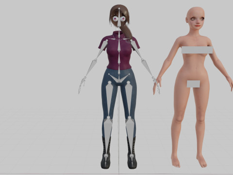 Stylized cute Woman V27454 Model 3D