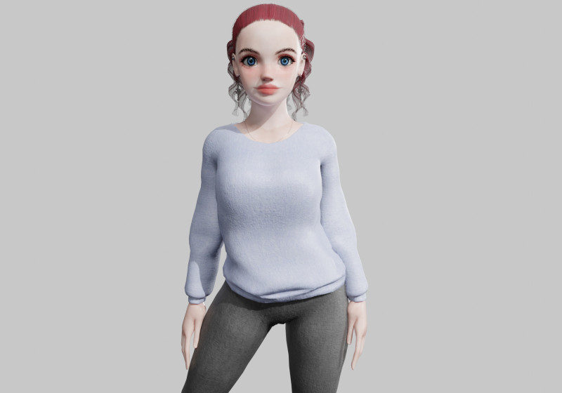 Stylized Pretty Woman V27524 3D Model .c4d .max .obj .3ds .fbx .stl .blend