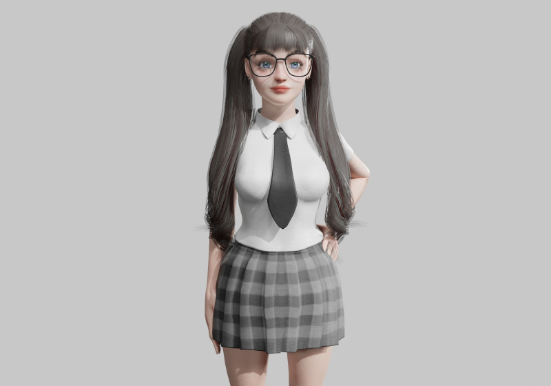 Beautiful school Woman V30057 3D 模型 .c4d .max .obj .3ds .fbx .stl .blend