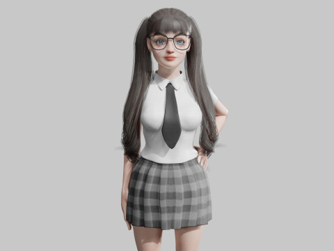Beautiful school Woman V30057 3D Model