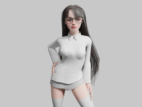 Cute Beautiful woman V34645 3D Model