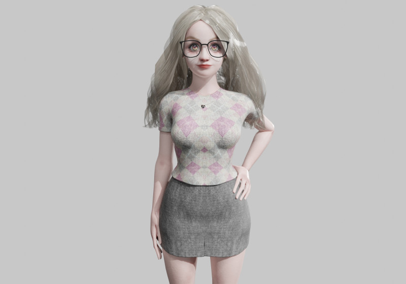 Cute blond Woman V35174 3D 모델 .c4d .max .obj .3ds .fbx .stl .blend