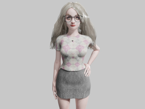 Cute blond Woman V35174 3D 모델