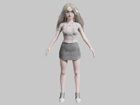 Cute blond Woman V35174 3D 모델
