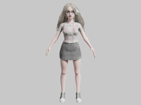 Cute blond Woman V35174 3D Model