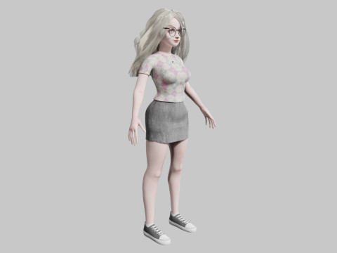 Cute blond Woman V35174 3D 모델