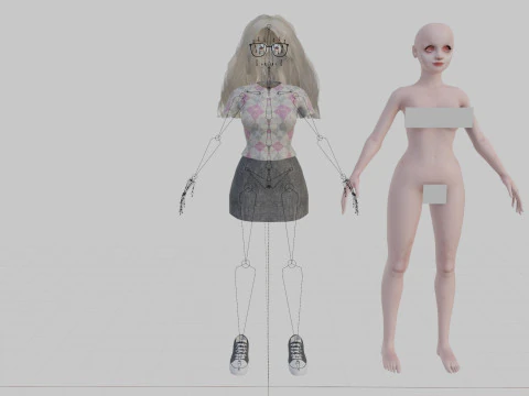Cute blond Woman V35174 3D Model