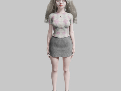 Cute blond Woman V35174 3D 모델