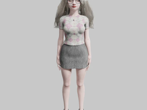 Cute blond Woman V35174 3D Model