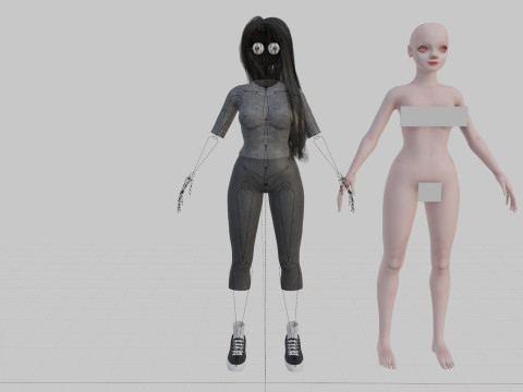 Cute cool woman V40840 3D Model