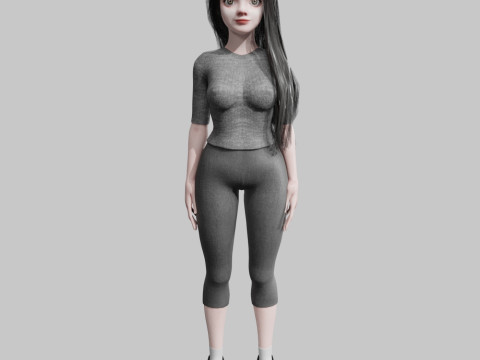 Cute cool woman V40840 3D Model