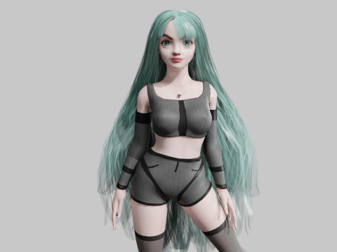 Cute stylized woman V35552 3D Model