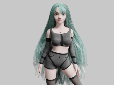 귀여운 양식화된 여성 V35552 3D 모델