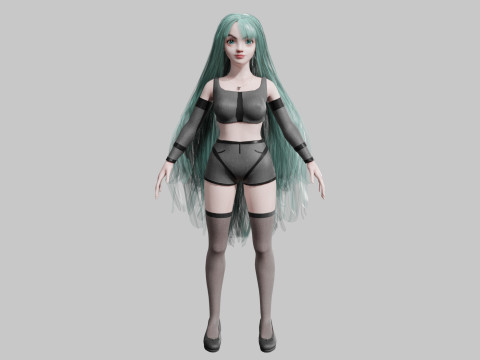 Cute stylized woman V35552 3D 模型