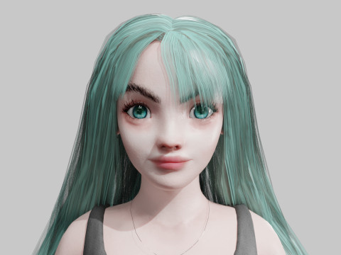 Cute stylized woman V35552 3D 模型