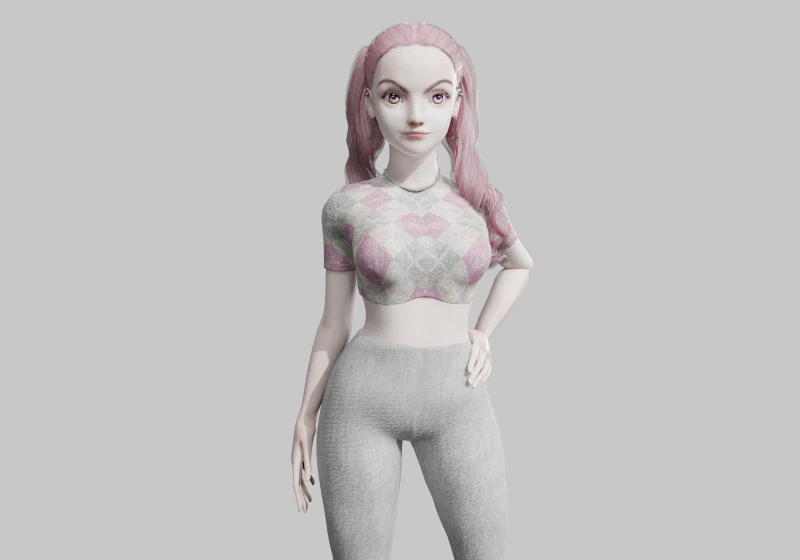 예쁜 만화 여자 V41195 3D 모델 .c4d .max .obj .3ds .fbx .stl .blend 