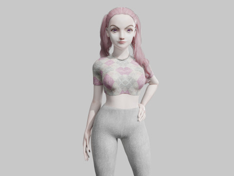 Pretty Cartoon woman V41195 3D Model