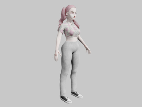 Pretty Cartoon woman V41195 3D Model