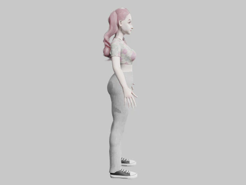 예쁜 만화 여자 V41195 3D 모델