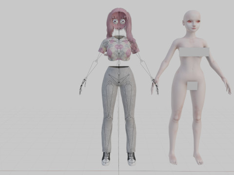 Pretty Cartoon woman V41195 3D Model