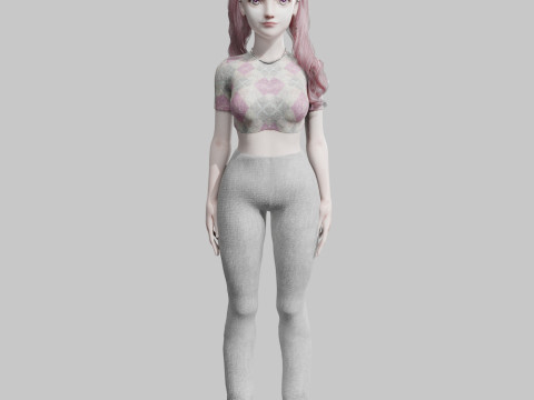 Pretty Cartoon woman V41195 3D Model