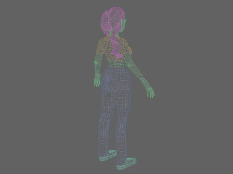 예쁜 만화 여자 V41195 3D 모델