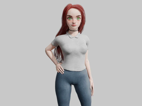 꽤 귀여운 여자 V42151 3D 모델