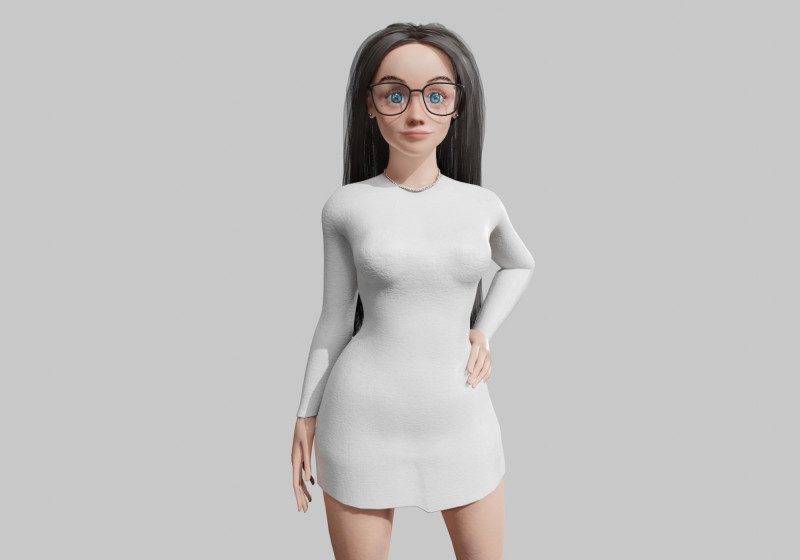 Pretty teen Woman V33056 3D Модель .c4d .max .obj .3ds .fbx .stl .blend