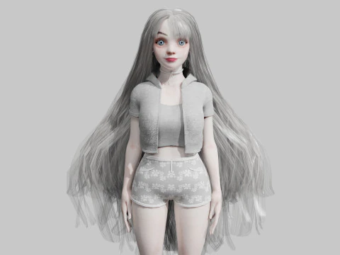 예쁜 백인 여자 V35800 3D 모델