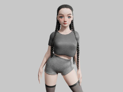 예쁜 젊은 여자 V43708 3D 모델