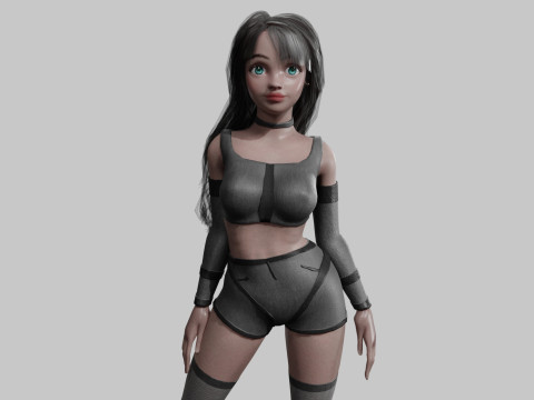 Stylized black woman V43776 3D Model