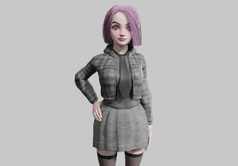 Stylized cute Woman V38830 Modelo 3D .c4d .max .obj .3ds .fbx .stl .blend