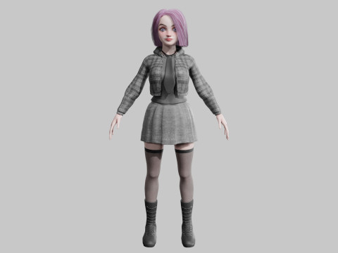 Stylized cute Woman V38830 Modelo 3D