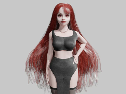 양식화된 젊은 여성 V34681 3D 모델