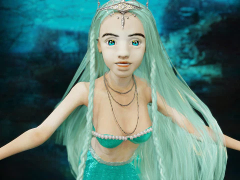 Girl and Mermaid 3D Model