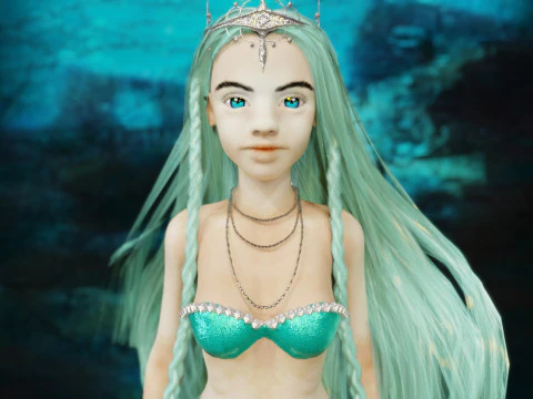 Girl and Mermaid 3D Model