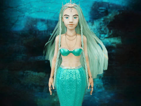Girl and Mermaid 3D Model
