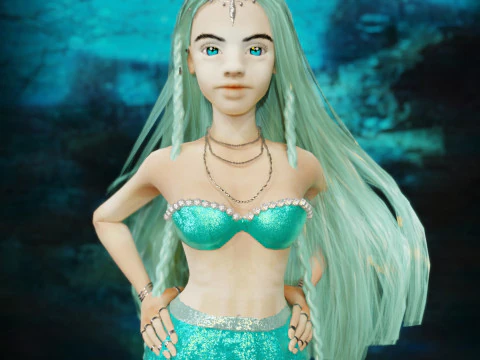Girl and Mermaid 3D Model