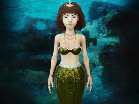 Girl and Mermaid 3D Model