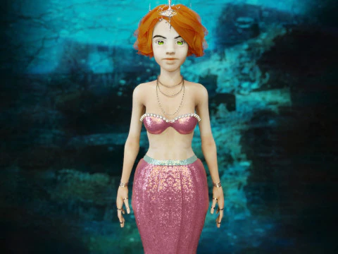 Girl and Mermaid 3D Model