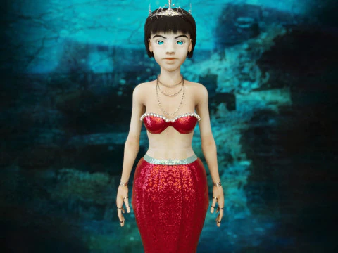 Girl and Mermaid 3D Model