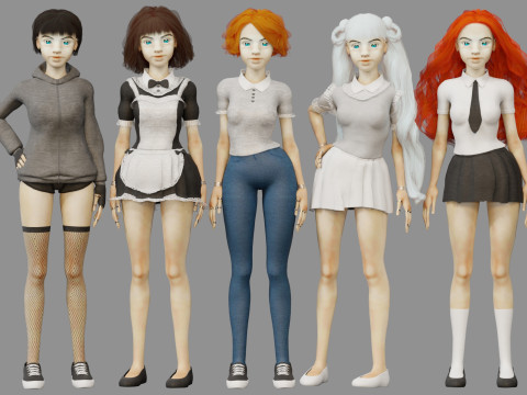 Girl and Mermaid Model 3D