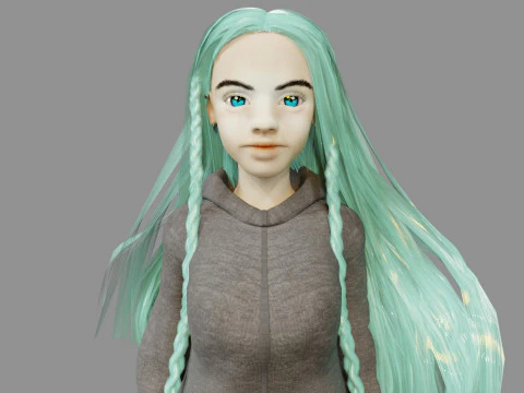 소녀와 인어 3D 모델