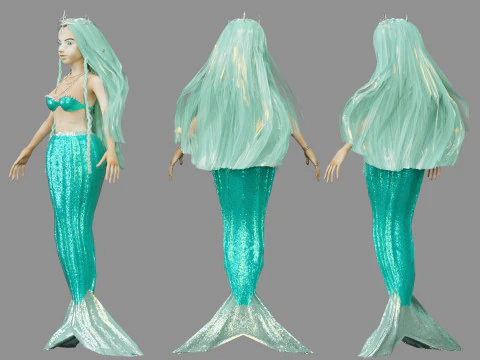 Girl and Mermaid 3D Model
