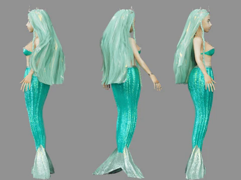 Girl and Mermaid 3D Model