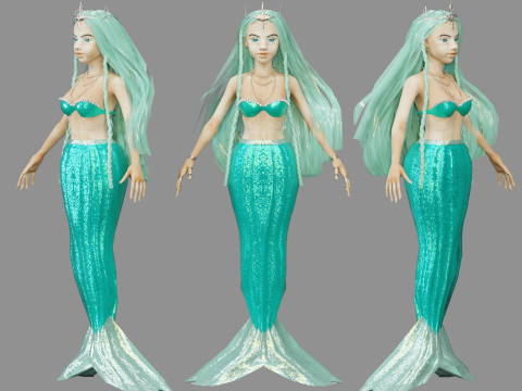 Girl and Mermaid Model 3D