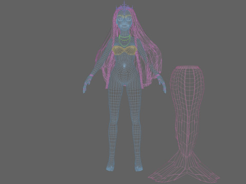 Girl and Mermaid Model 3D